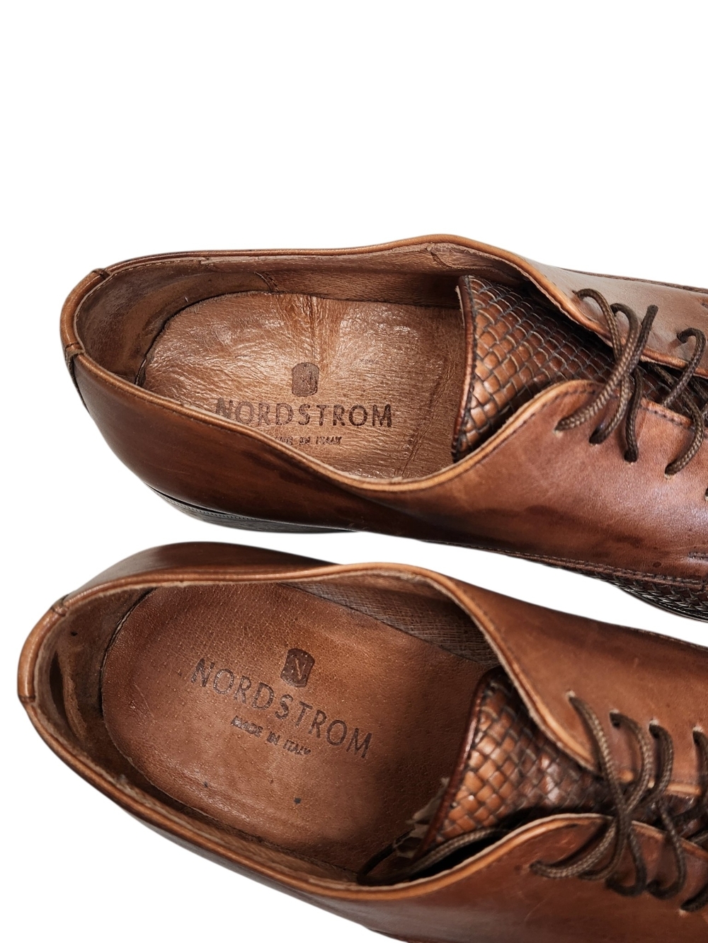 Nordstrom Leather ITALY Dress Shoes Oxford Derby Cap Toe Woven Men's Size 10.5 M - Picture 6 of 11